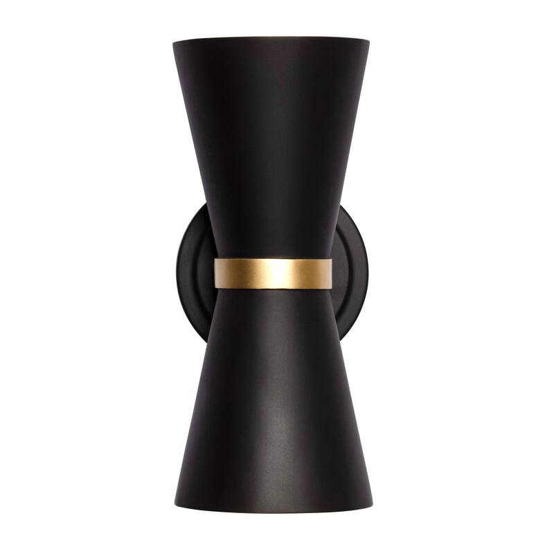 Varaluz Mad Hatter 2-Light Wall Sconce - Matte Black/French Gold