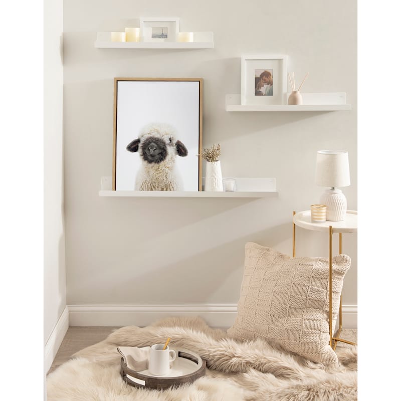Kate and Laurel Sylvie Animal Studio Black Nosed Sheep Framed Canvas by Amy Peterson Art Studio