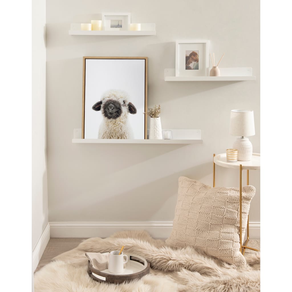 Kate and Laurel Sylvie Animal Studio Black Nosed Sheep Framed Canvas by Amy Peterson Art Studio