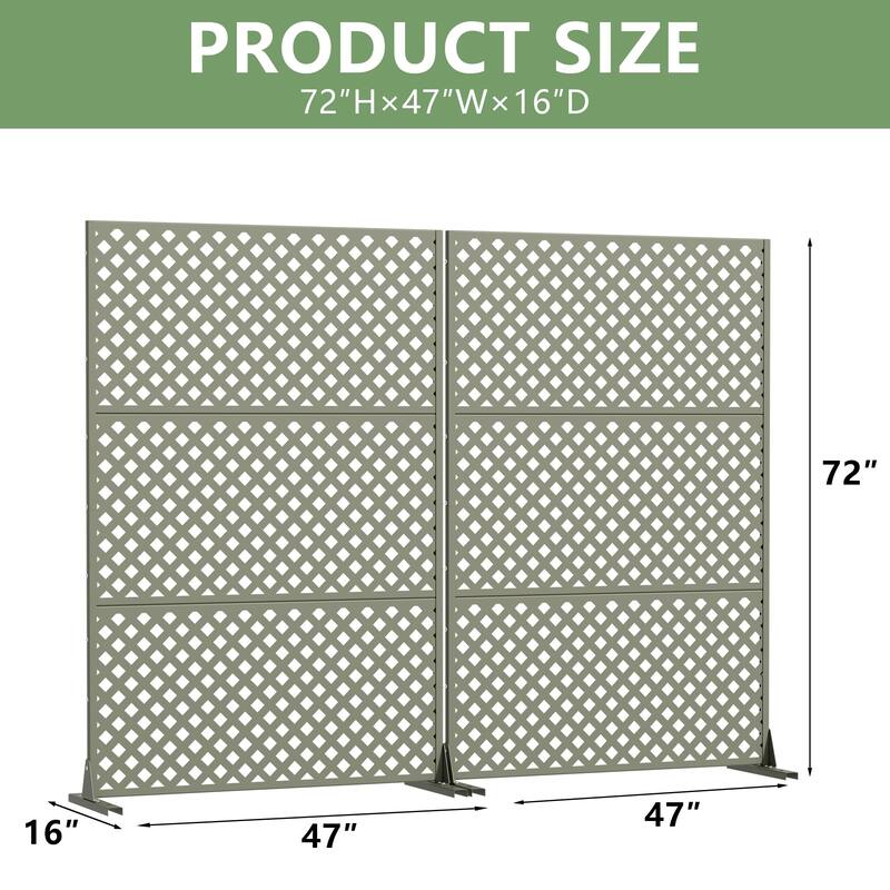 Outdoor Rectangle Privacy Screens Metal Screen Fence Panel Set of 2