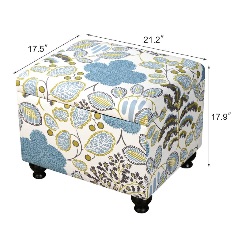 Adeco 21"W Linen Storage Ottoman with Turned Legs