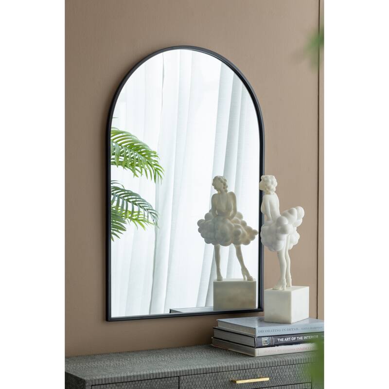 24" x 36" Black Arched Mirror with Metal Frame, Wall Mirror for Living Room Bedroom Entryway - Black