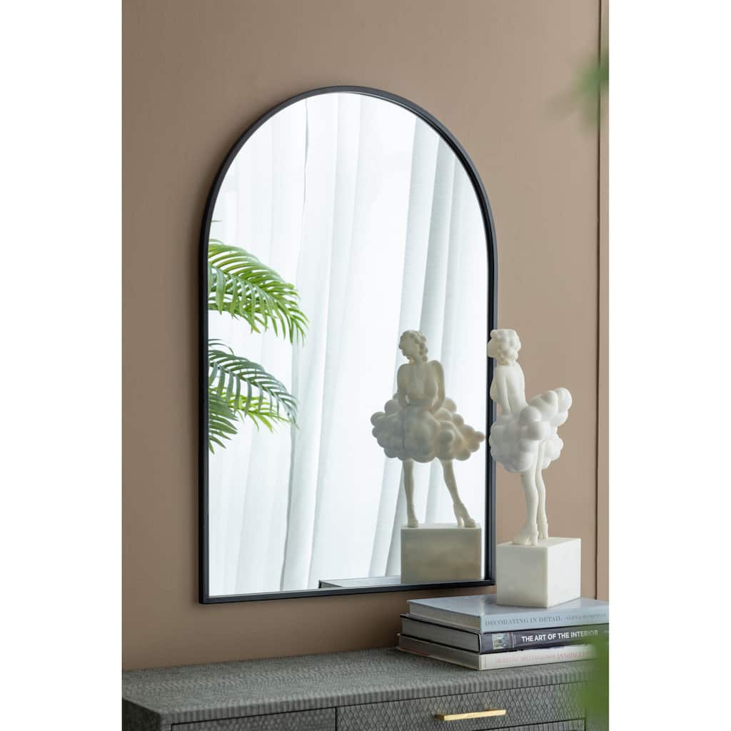 24" x 36" Black Arched Mirror with Metal Frame, Wall Mirror for Living Room Bedroom Entryway