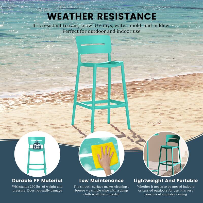 Frond and Form 29.5 Inch Outdoor Bar Stool (Set of 2)