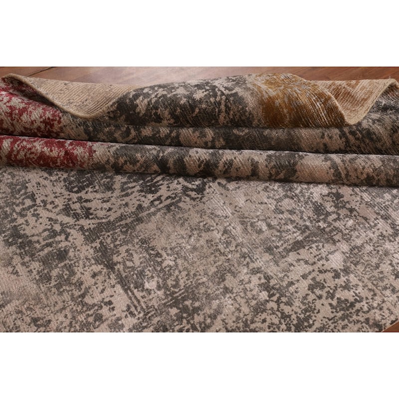 Multicolor Abstract Modern Area Rug Handmade Wool Carpet - 6'7" X 9'7"