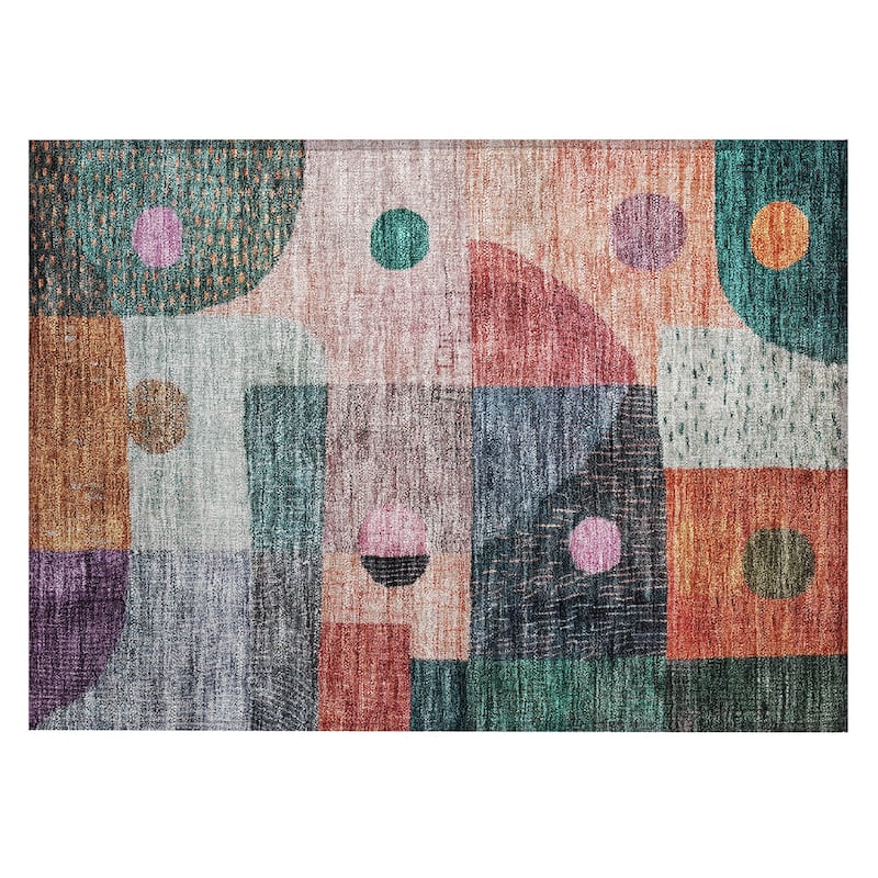 Machine Washable Indoor/ Outdoor Contemporary Geo Chantille Rug