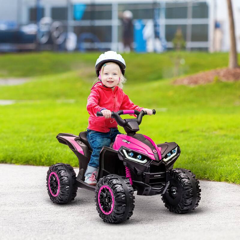 Electric 12V Kids ATV Quad with AUX Port, Headlights, Sound Effects and Wear-Resistant Wheels, Ride-On Car for Toddlers