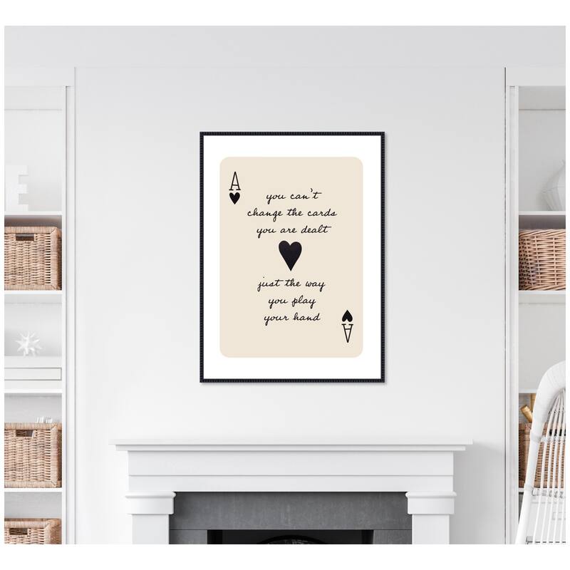 Kate and Laurel Ace of Heart Cards Positive Quote expansion by The Creative Bunch Studio Framed Canvas Wall Art Print