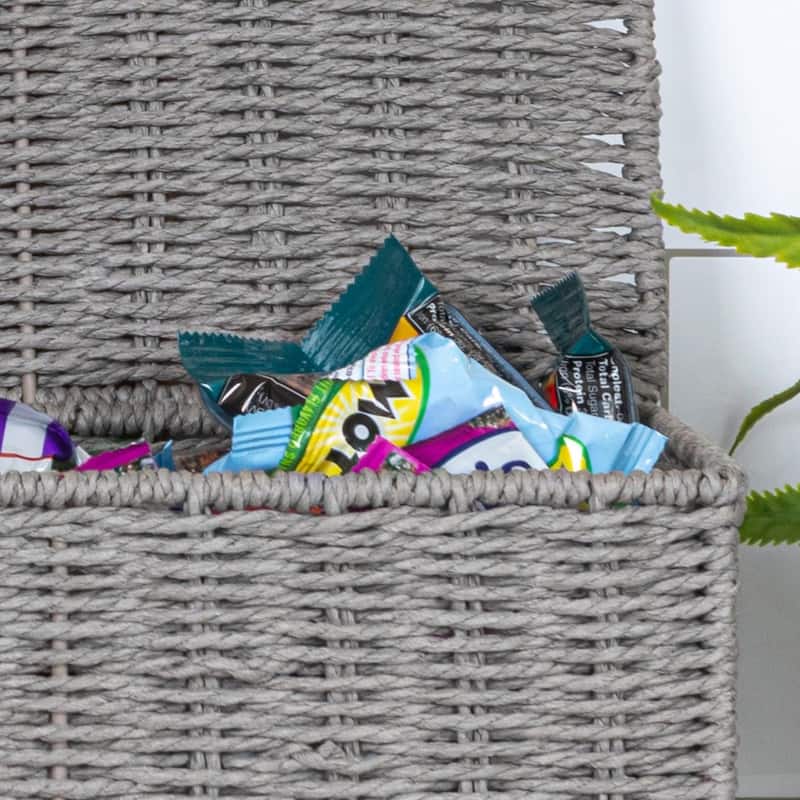 Household Essentials Handwoven Paper Rope Wicker Basket with Lid - 11.8"L x 6.3"W x 6.7"H