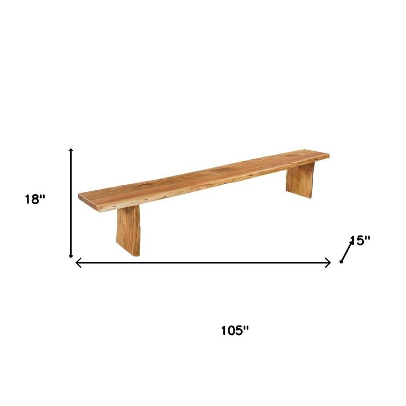 HomeRoots 105" Natural Solid Wood Live Edge Dining Bench - 105.00 in. x 18.00 in. x 15.00 in.