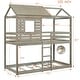 preview thumbnail 6 of 7, Antique Gray Safety Design Twin Over Twin Loft Bed with Roof & Guardrail