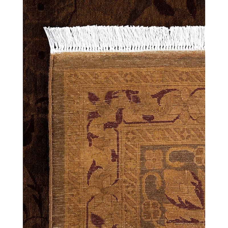 Overdyed, One-of-a-Kind Hand-Knotted Area Rug - Brown - 9' 0" x 11' 10"