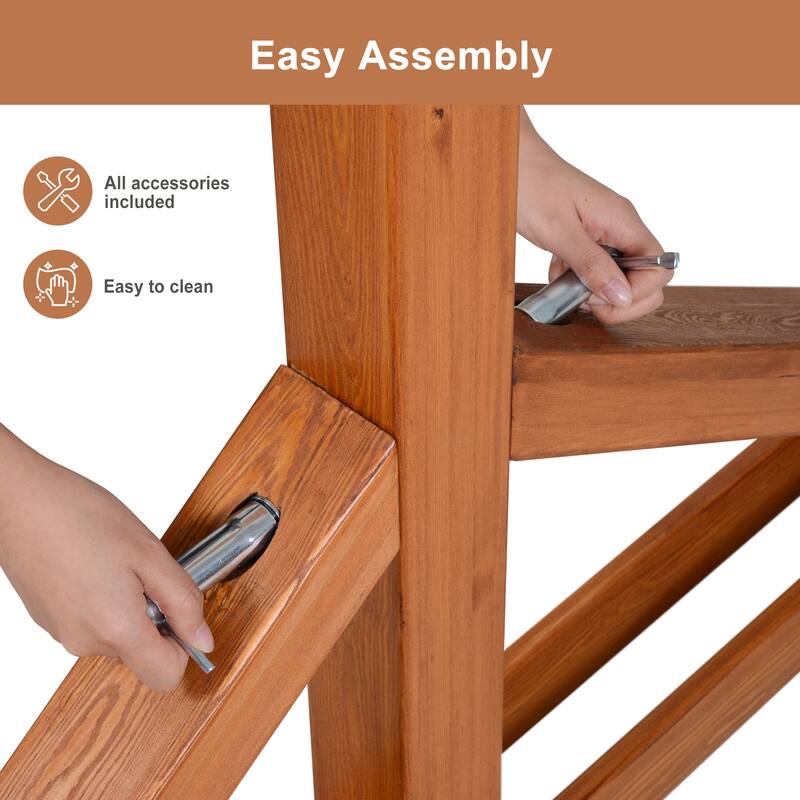 Wooden Outdoor Swing Stand for Porch and Garden, Brown - 83.8" L × 55.1" W × 70.9" H