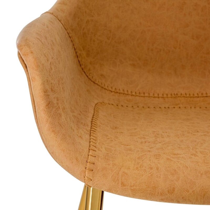 Markley Modern Leather Dining Armchair Set of 4 With Gold Metal Legs Accent Side Chair