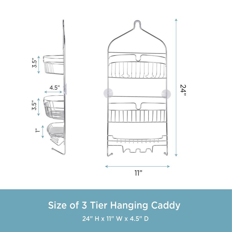 Kenney Rust-Resistant 3-Tier Large Hanging Shower Caddy - Chrome