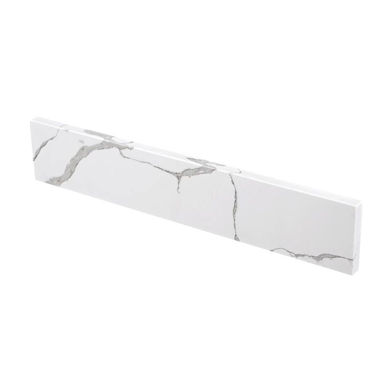 21in. White Feather Quartz Bath Vanity sidesplash - 21" x 4" - 21" x 4"