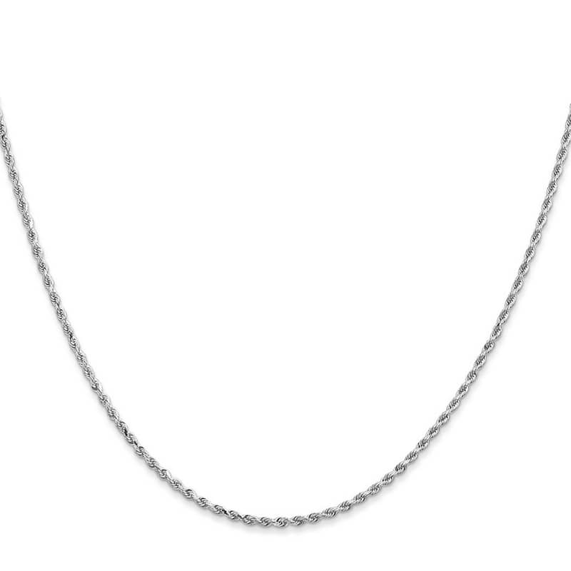 Curata Women's 14k White Gold 1.5mm Diamond-Cut Rope Chain Ankle Bracelet - 10 Inch