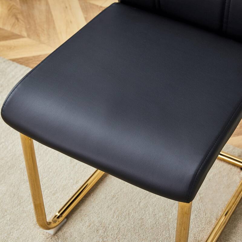 PU Dining Chair Set, Uniquely Designed Dining Chairs, Pu Material, Paired With Gold Metal Chair Legs, (Set Of 6)