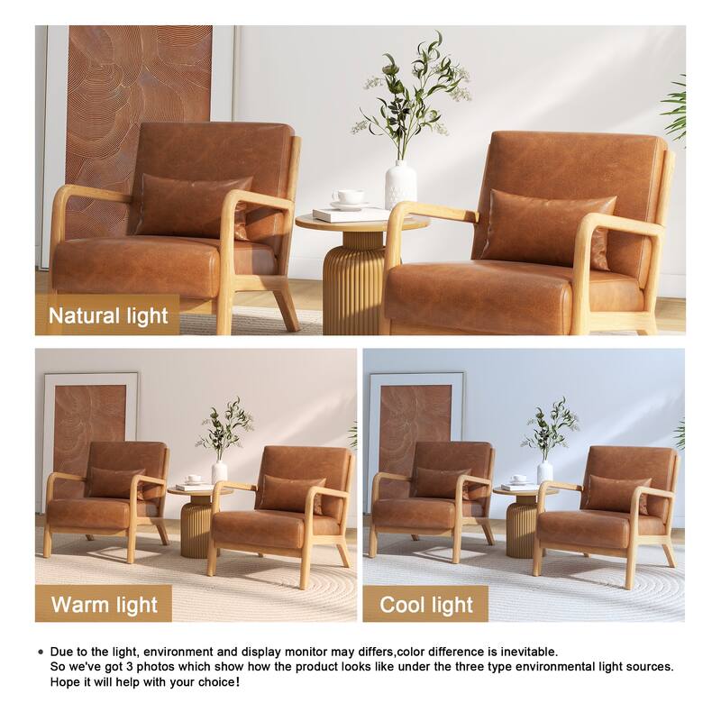 2 Set Mid Century ModernUpholstered Accent Chairs Armchair with Pillow