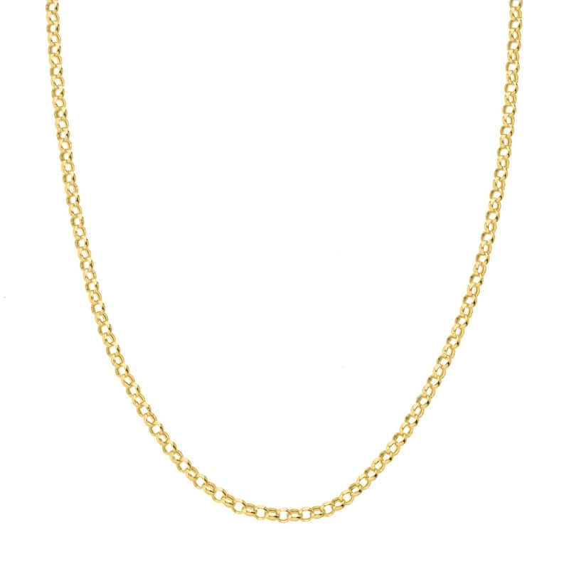Curata 14k Yellow Gold 3.8mm Hollow Rolo Chain Bracelet Lobster Lock Closure