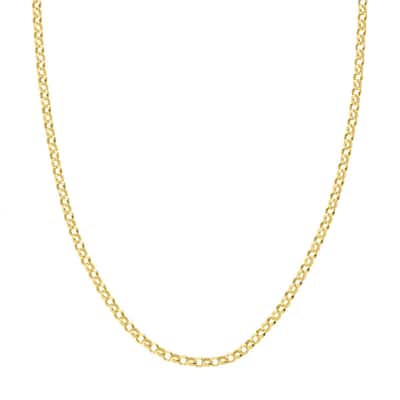 Curata 14k Yellow Gold 3.8mm Hollow Rolo Chain Bracelet Lobster Lock Closure