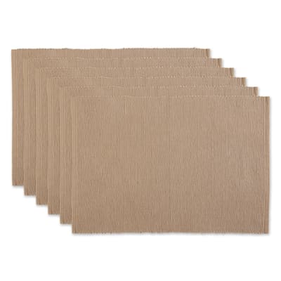 Ribbed Cotton Placemats - 19" - Stone Brown - Set of 6