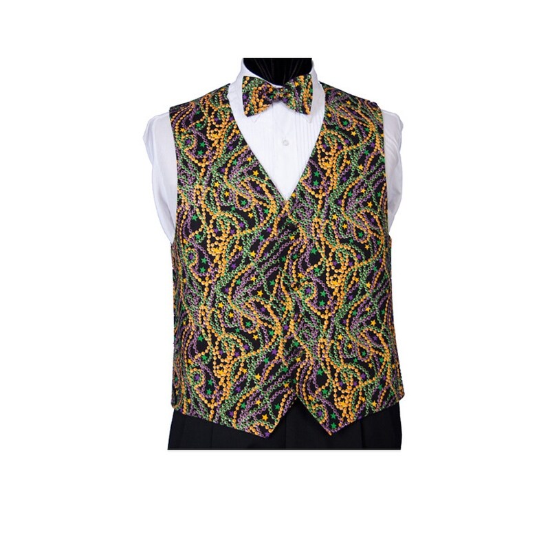 Mardi Gras Beads Bow Tie Novelty