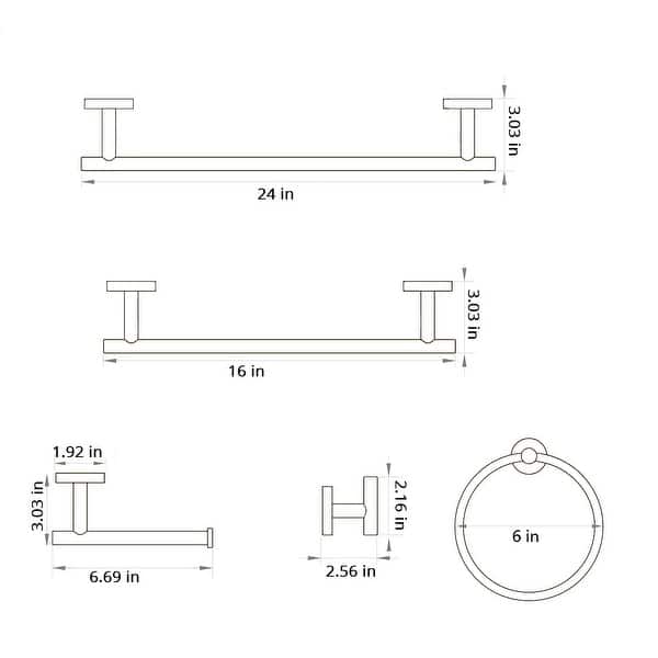 Interbath 6 Piece Stainless Steel Bathroom Towel Rack Set Wall Mount ...