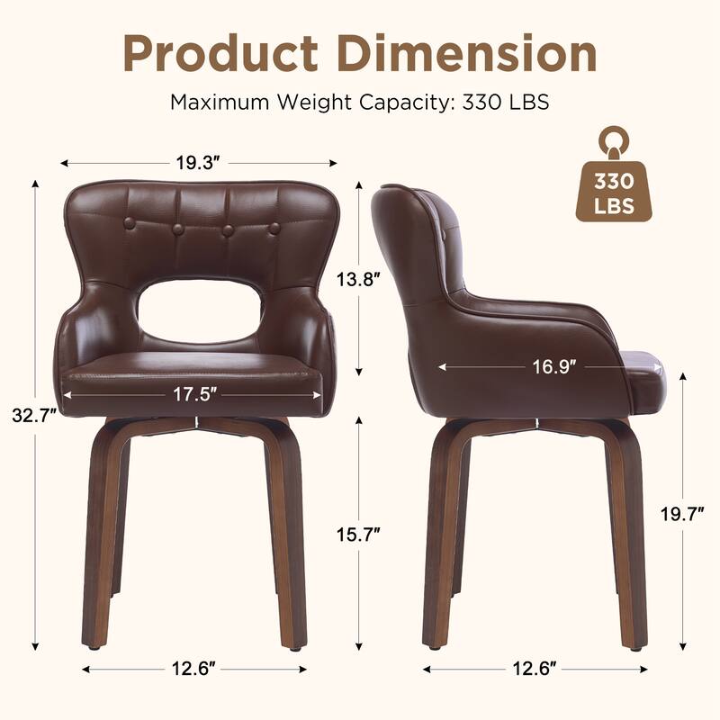 Bentwood Swivel Dining Chairs Set of 2/4/6, Faux Leather Upholstered Chairs Kitchen Chairs