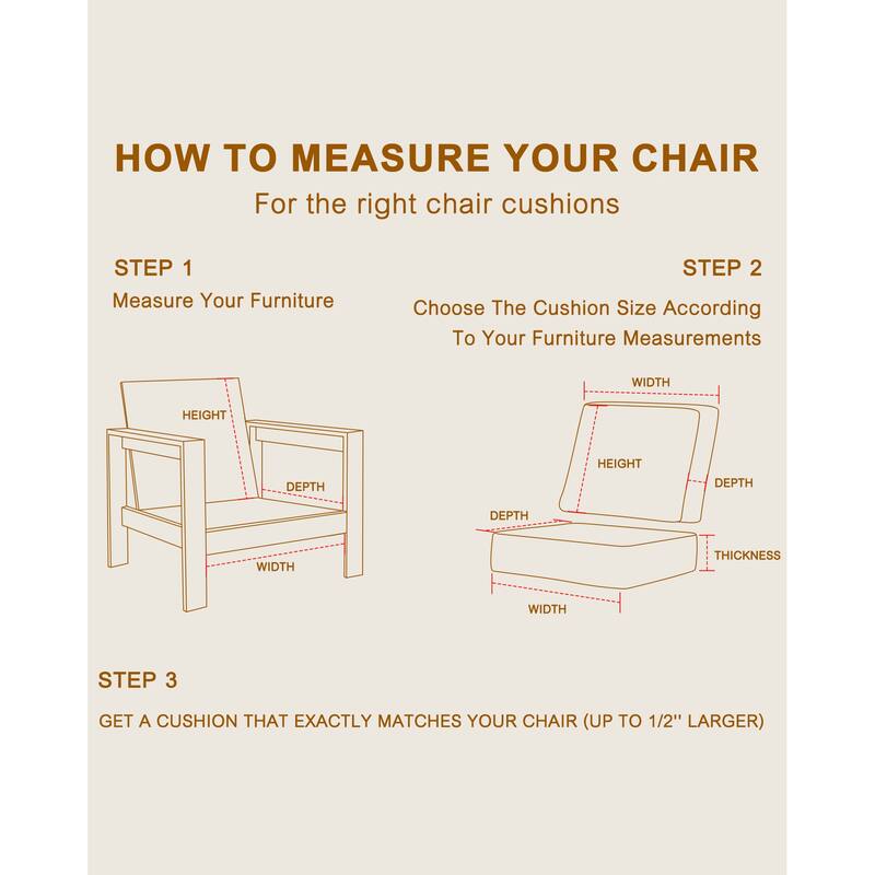 Aoodor 25x25x6 Inch Outdoor Patio Chair Cushions Set, Weather-Resistant Sunbrella Fabric Outdoor Cushion