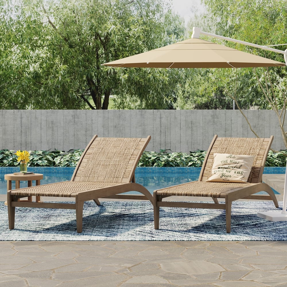 Benfield Outdoor Acacia Wood and Flat Wicker Chaise Lounge by Christopher Knight Home