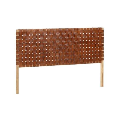 Calixta Woven Brown Leather Queen Headboard