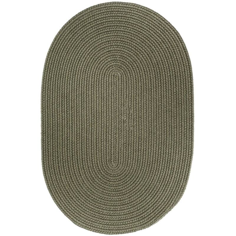 Rhody Rug Woolux Braided Wool Flatweave Oval Rug - 3' x 5' Oval - Moss Green