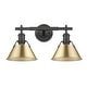preview thumbnail 2 of 0, Yep by Golden Lighting Orwell 2-light Vanity in Matte Black and Brushed Champagne Brass shade