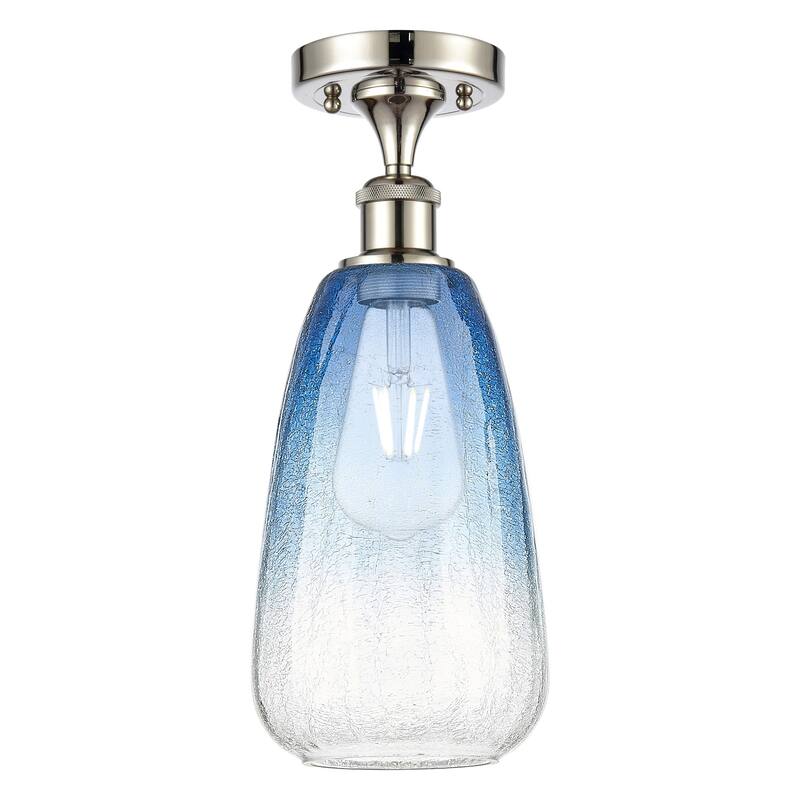 Innovations Lighting 516-1C-14-6 Brookhaven Almond Semi-Flush - Polished Nickel / Sapphire Blue