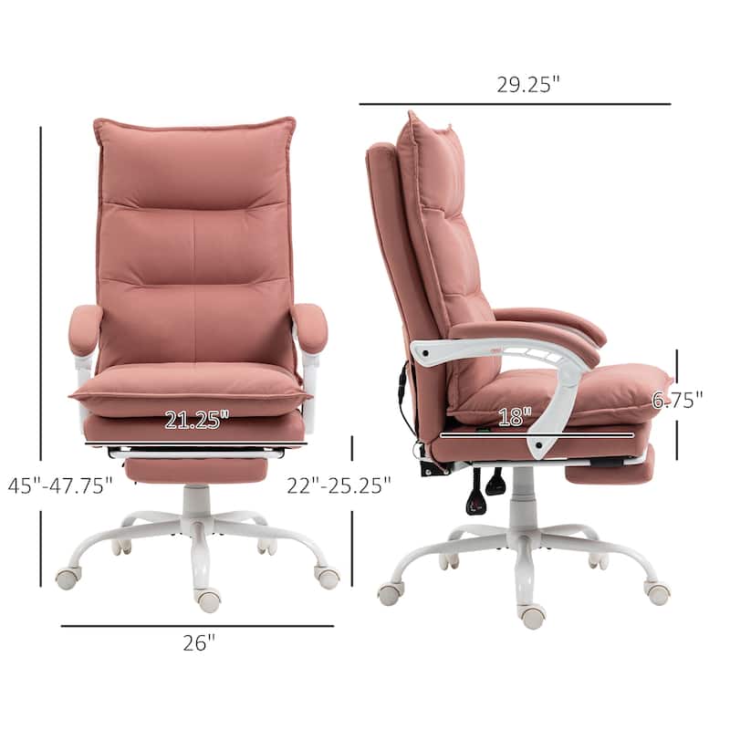 Vinsetto High Back Massage Office Chair with 6 Vibration Points, Heated Reclining Microfiber Computer Chair with Footrest