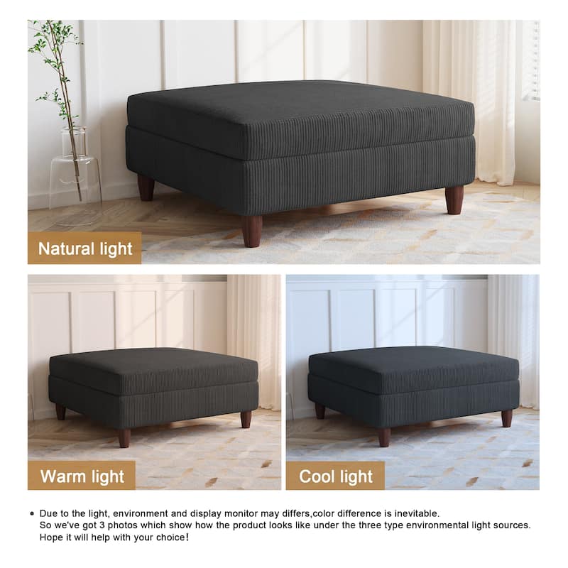 Corduroy Accent Chair with Ottoman Modular Couch Sectional Sofa