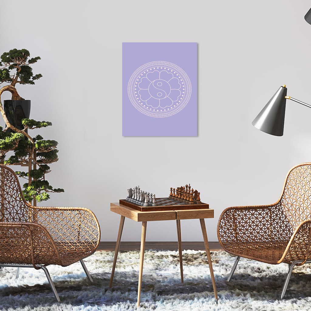 Wynwood Studio Canvas Symbols and Objects Ying Yang Mandala Purple Modern & Contemporary Wall Art Canvas Print
