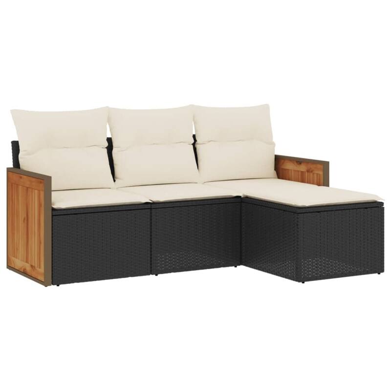 vidaXL Patio Sofa Set with Cushions Outdoor Conversation Furniture Poly Rattan