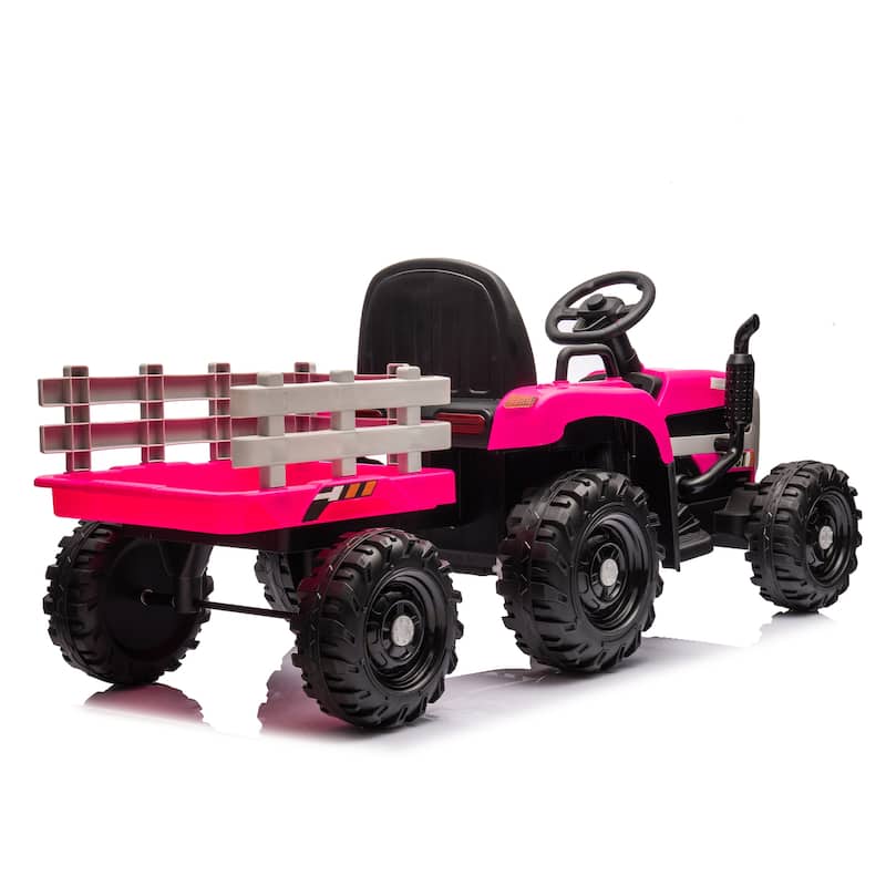 Ride on Tractor,Trailer,24VBattery Powered Electric Toy,200w*2motor 1.86-4.97MPH,Remote Control,3 speed adjustable,LED,safe belt