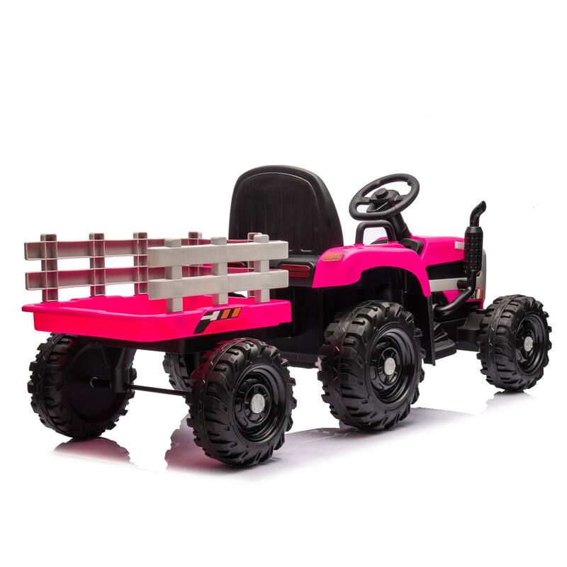 Ride on Tractor with Trailer& Remote Control,24V Battery Powered Electric Tractor