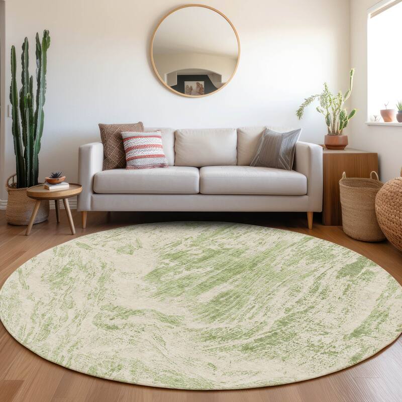 Premium Washable Super Soft Modern Tide Mayfield Rug - Aloe - 8' x 8'
