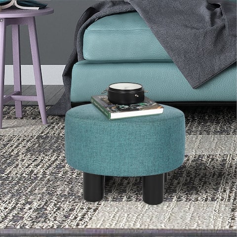 Adeco Modern Small Round Seat Fabric Ottoman Footrest Footstool Room