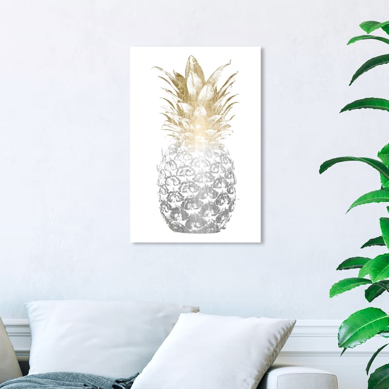 Wynwood Studio 'Pina Two Tones' Food and Cuisine Wall Art Canvas Print Fruits - Gray, Gold - 16 x 24