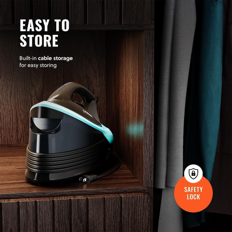 PurSteam Steam Station Max Ceramic Soleplate Steam Iron for Clothes 1500W, 50.7oz Removable Water Tank Iron Steamer