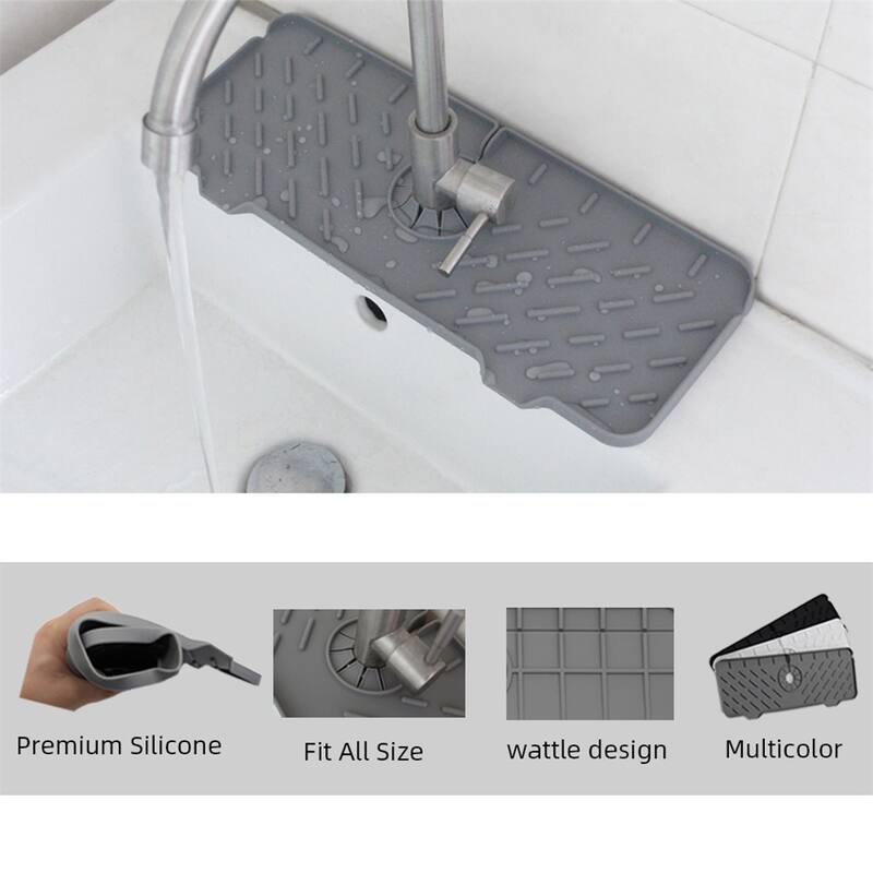 Silicone Sink Faucet Mat for Kitchen Sink Splash Guard,Faucet Handle Drip Catcher Tray