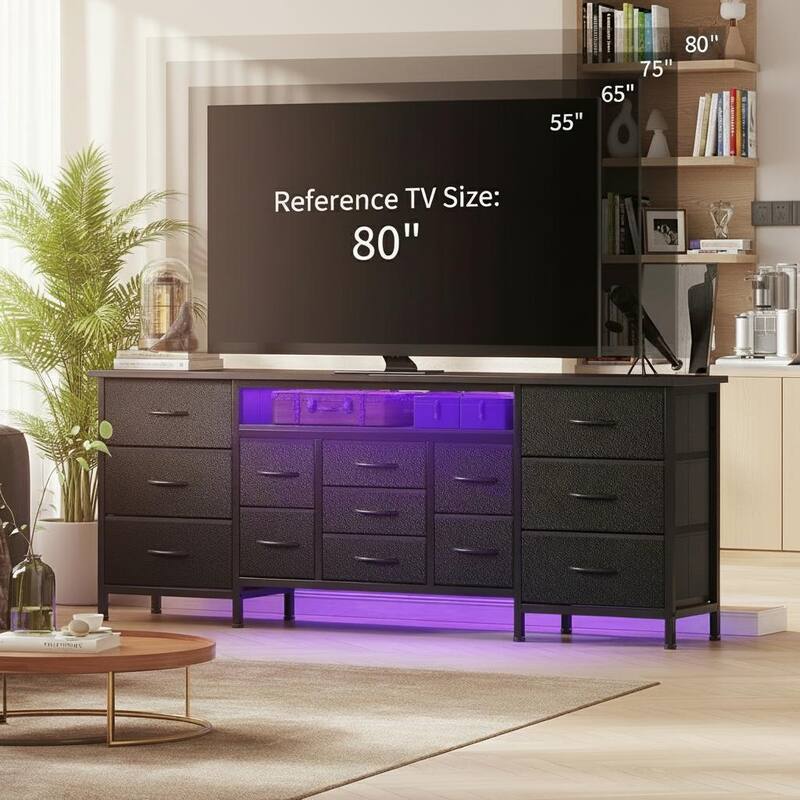 70 Inch Long Dresser TV Stand, Wide 13 Chest, up to 80 Inch