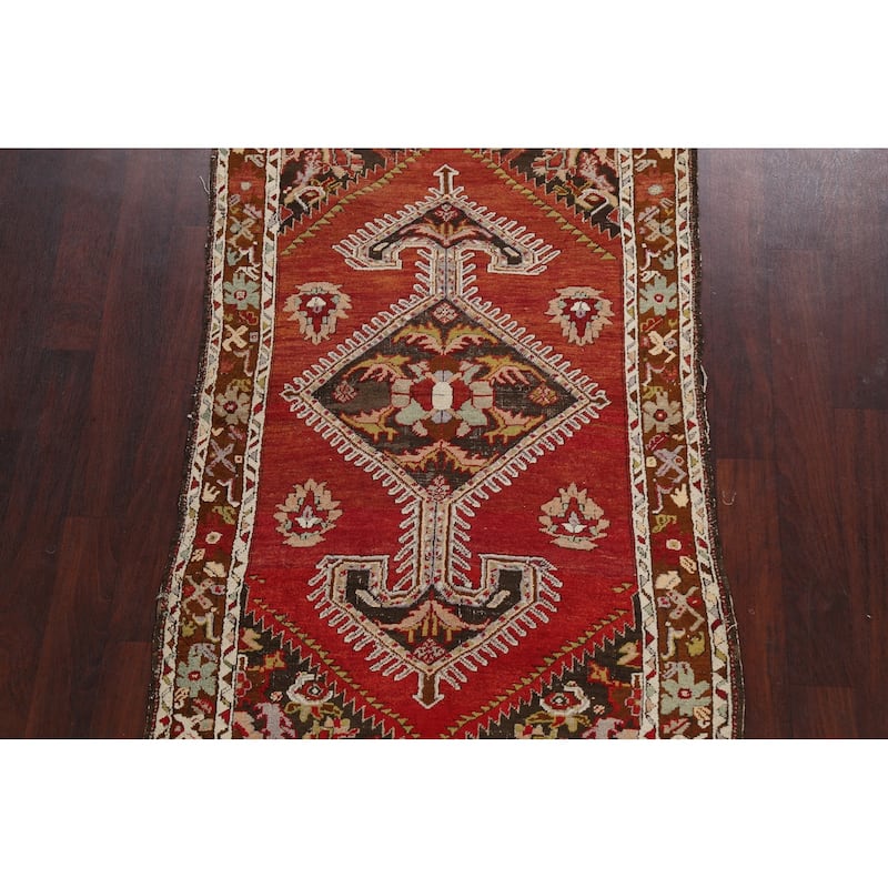 Vegetable Dye Geometric Anatolian Turkish Wool Area Rug Handmade - 3'9" x 6'7"