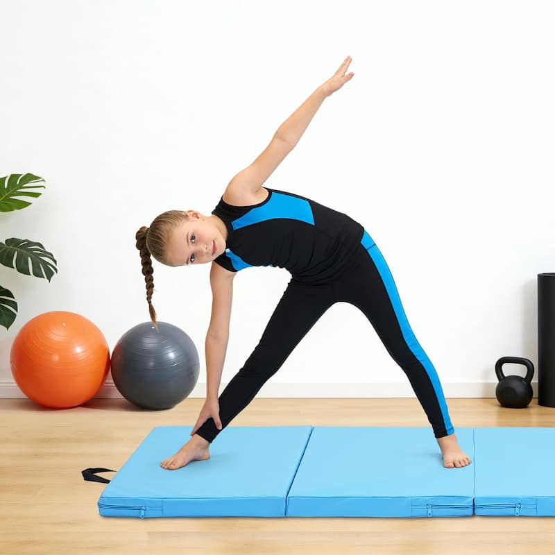 Zenova Gymnastics Mat 6' x 3' x 2" Four Fold Folding Exercise Mat with Carrying Handles