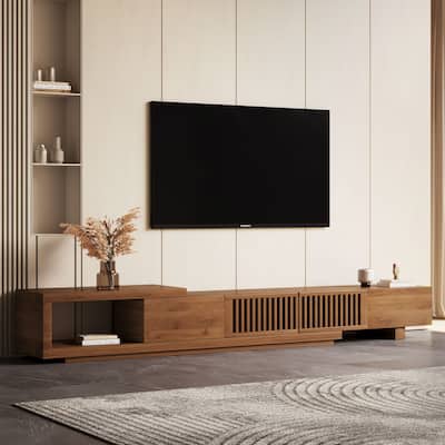 78.54 Inch Expandable TV Stand Asymmetrical Modern Design, High Quality Manufactured Wood - 78.54"Wx15.74"Dx13.78"H